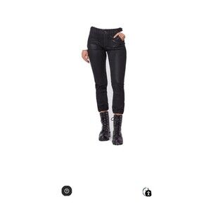 Paige Mayslie Coated Jogger Pants Black Slim Fit Ankle Zip High Rise Size 27